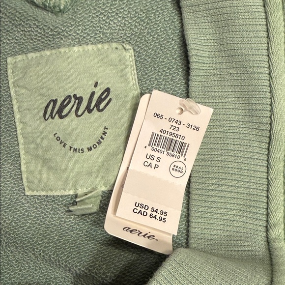 Aerie Mint Green V-Neck Women's Sweatshirt - Picture 2 of 2